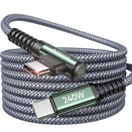 240W USB C to USB C Cable [10FT] Right Angle C to C Cable Fast Charging,Usbc to USBC Iphone 17 Charger Cord Type C Fits Iphone 16 15 Pro Max Plus,Macbook Air/Pro,Ipad Pro,Samsung S25,Pixel,Ipad