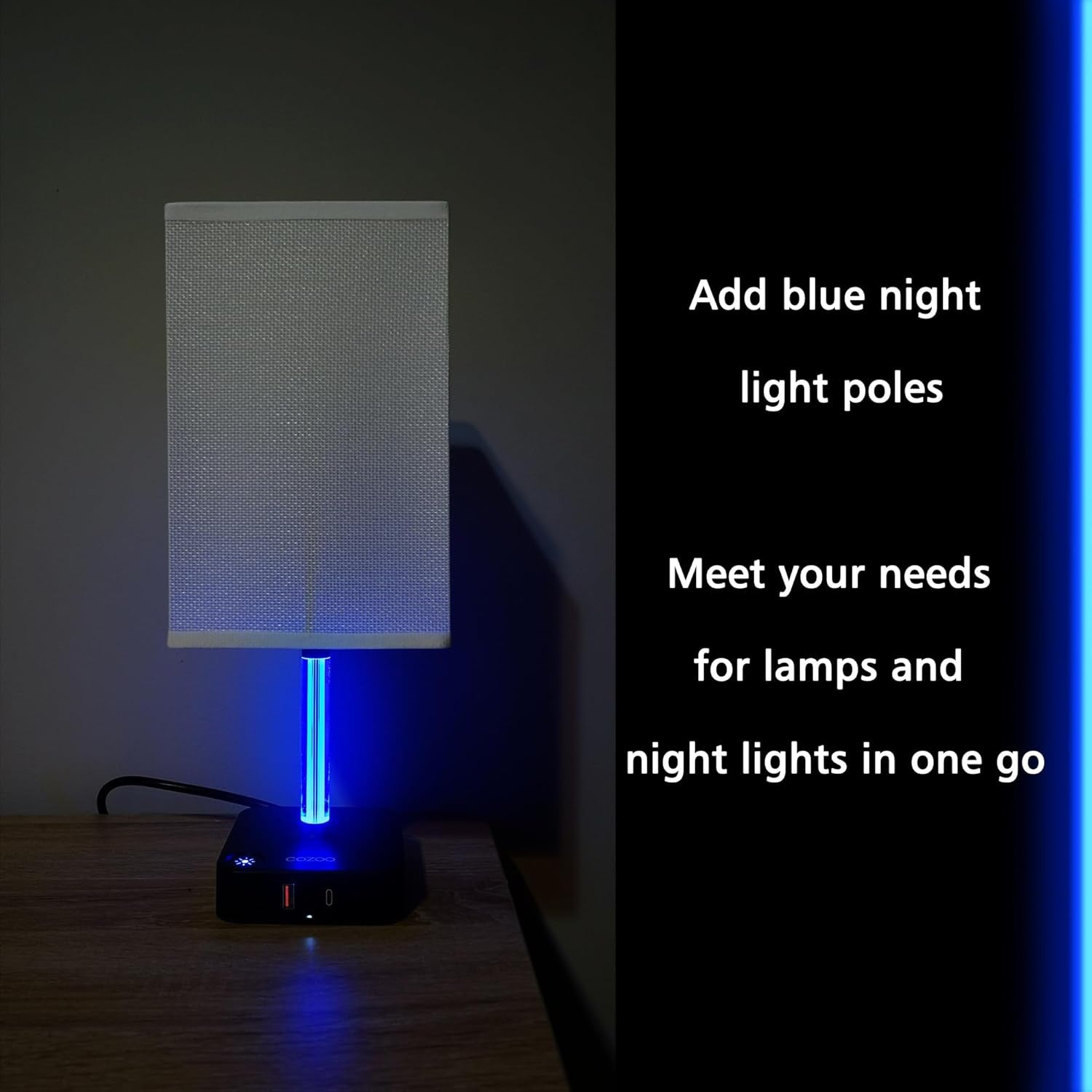 3 Way Dimmable Touch Bedside Table Lamp with 2 USB Charging Ports 2 Outlets Power Strip,Black Charger Base White Fabric Shade,Led Desk Night Light for Bedroom/Nightstand/Living Room/College Dorm