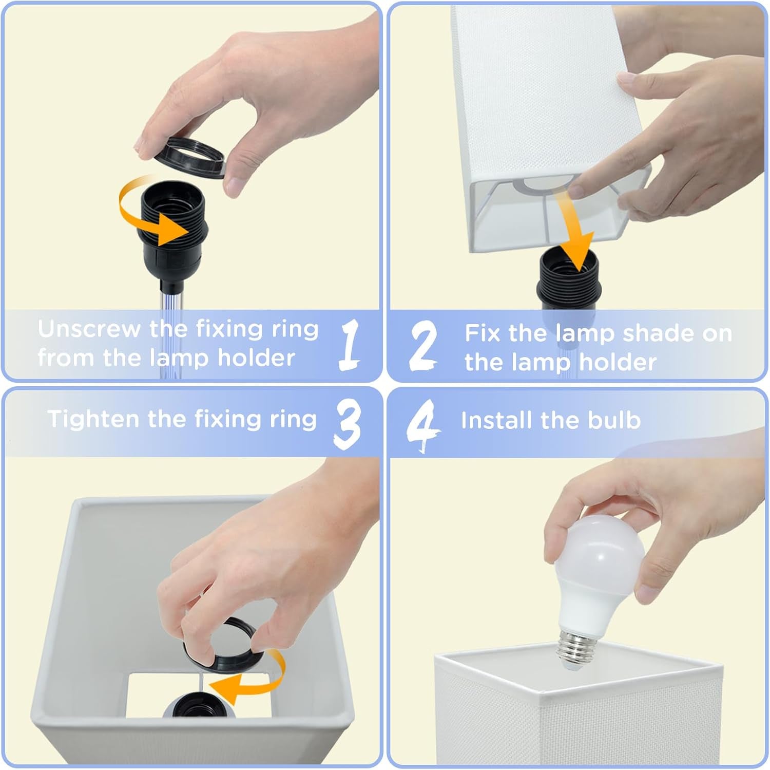 3 Way Dimmable Touch Bedside Table Lamp with 2 USB Charging Ports 2 Outlets Power Strip,Black Charger Base White Fabric Shade,Led Desk Night Light for Bedroom/Nightstand/Living Room/College Dorm